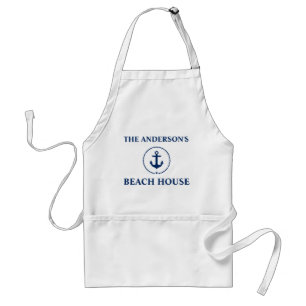 Nautical Beach House Familienaam Blue Anchor Standaard Schort