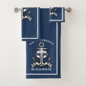 Nautical Beach House Familienaam Est Ship Anchor Bad Handdoek (Insitu)