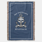 Nautical Beach House Familienaam Est Ship Anchor Deken (Voorkant Verticaal)