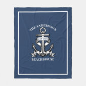 Nautical Beach House Familienaam Est Ship Anchor Fleece Deken (Voorkant)