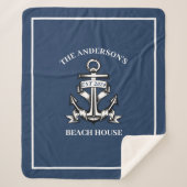 Nautical Beach House Familienaam Est Ship Anchor Sherpa Deken (Voorkant)
