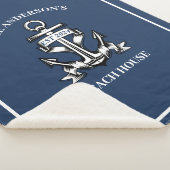 Nautical Beach House Familienaam Est Ship Anchor Sherpa Deken (3/4)