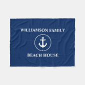 Nautical Beach House Familienaam Navy Blue Fleece Deken (Voorkant (Horizontaal))