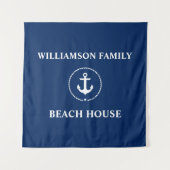 Nautical Beach House familienaam Navy Blue Square Wandkleed (Voorkant (horizontaal))