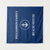 Nautical Beach House familienaam Navy Blue Square Wandkleed (Voorkant)