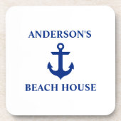 Nautical Beach House Family Name Anchor Bier Onderzetter (Voorkant)