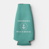 Nautical Beach House Family Name Anchor Flesjeskoeler (Voorkant)