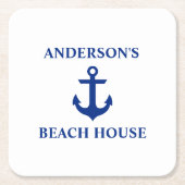 Nautical Beach House Family Name Anchor Kartonnen Onderzetters (Voorkant)
