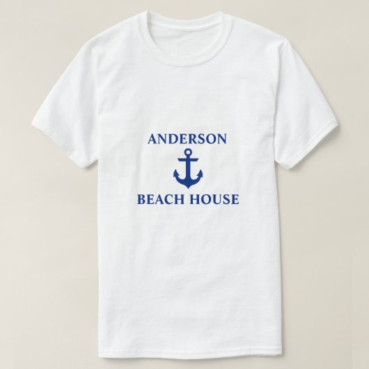 Nautical Beach House Family Name Anchor T-shirt (Design voorkant)