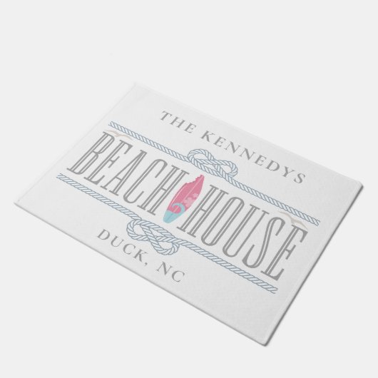 Nautical Beach House Monogrammed Naam Deurmat (Schuin)