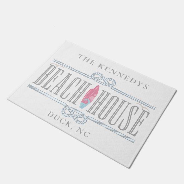 Nautical Beach House Monogrammed Naam Deurmat (Schuin)