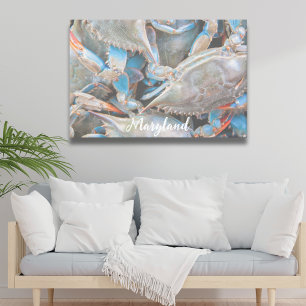 Nautical Beach House Rustic Crab Canvas
