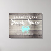 Nautical Beach House Rustic Crab, gepersonaliseerd Canvas Afdruk (Voorkant)