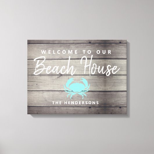 Nautical Beach House Rustic Crab, gepersonaliseerd Canvas Afdruk (Voorkant)