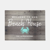Nautical Beach House Rustic Crab, gepersonaliseerd Deurmat (Voorkant)