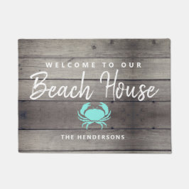 Nautical Beach House Rustic Crab, gepersonaliseerd Deurmat