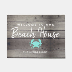Nautical Beach House Rustic Crab, gepersonaliseerd Deurmat