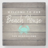 Nautical Beach House Rustic Crab, gepersonaliseerd Stenen Onderzetter (Voorkant)