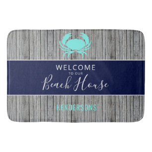 Nautical Beach House Rustic Wood Family Monogram Badmat