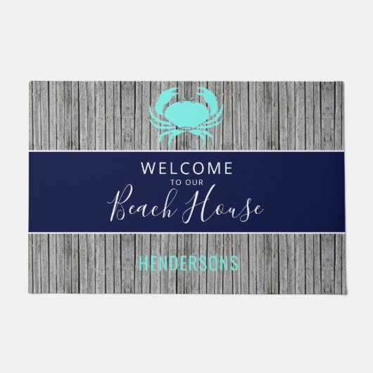 Nautical Beach House Rustige Familienaam Monogram Deurmat (Voorkant)