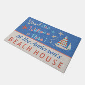 Nautical Beach House | Schattigee zeilboot Pun | A Deurmat (Schuin)