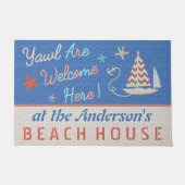 Nautical Beach House | Schattigee zeilboot Pun | A Deurmat (Voorkant)