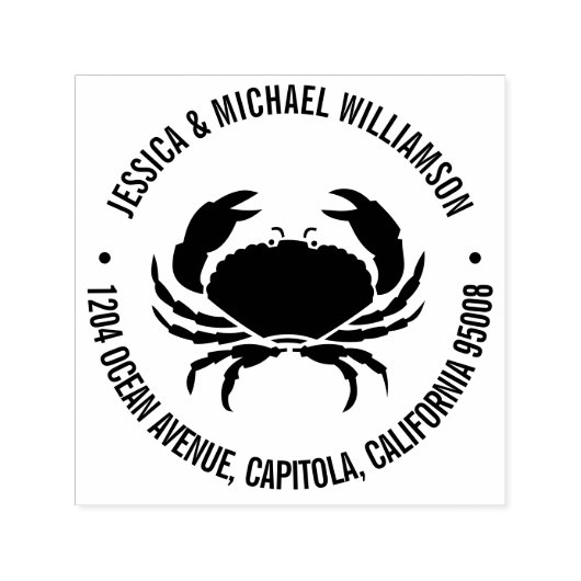 Nautical Beach Ocean Crab Retouradres Zelfinktende Stempel (Design)