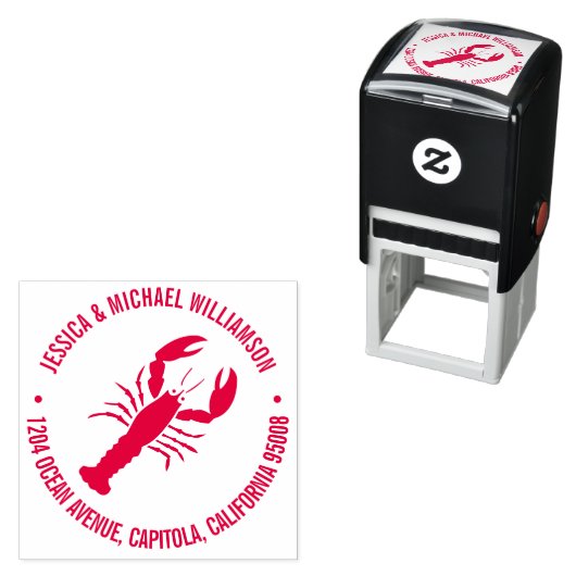 Nautical Beach Ocean Lobster Retouradres Zelfinktende Stempel (In situ)