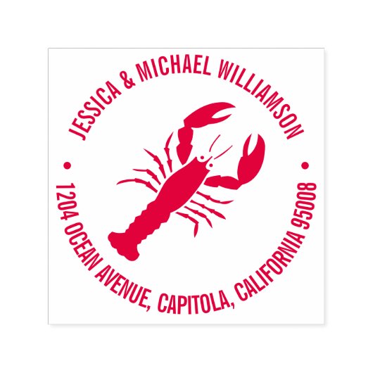 Nautical Beach Ocean Lobster Retouradres Zelfinktende Stempel (Design)