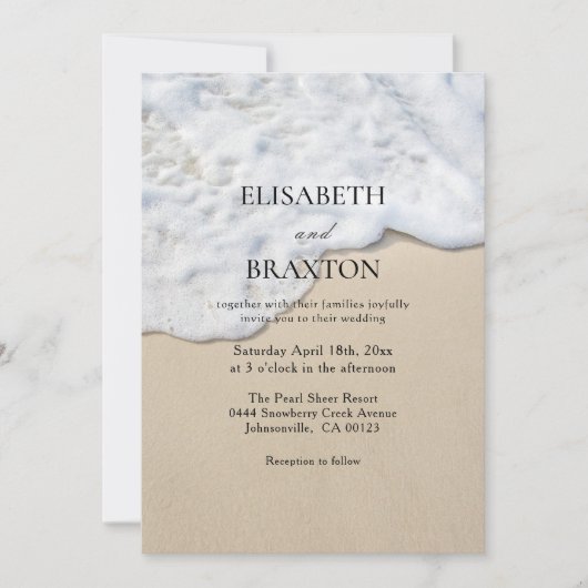Nautical Beach Ocean Sand Wedding Kaart (Voorkant)