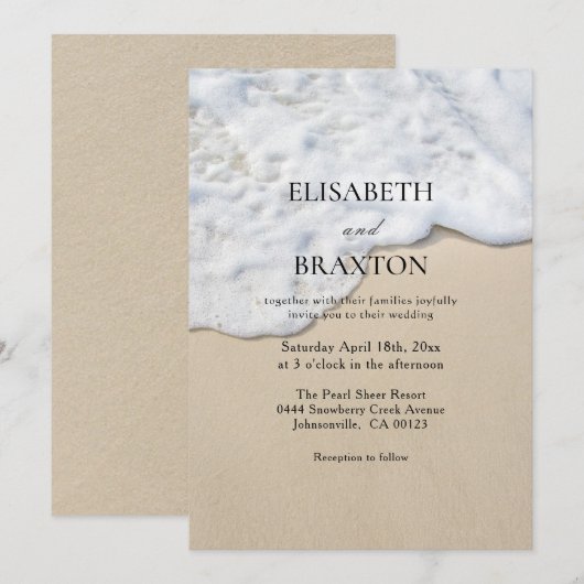 Nautical Beach Ocean Sand Wedding Kaart (Voorkant / Achterkant)