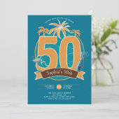 Nautical Beach Ocean Tropical Blue 50e verjaardag Kaart (Staand voorkant)