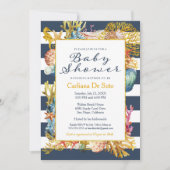 Nautical Beach Ocean / Zee Baby shower Invitation Kaart (Voorkant)