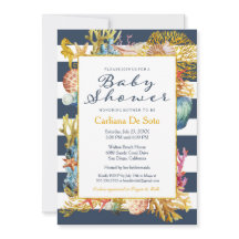 Nautical Beach Ocean / Zee Baby shower Invitation