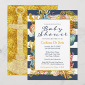 Nautical Beach Ocean / Zee Baby shower Invitation Kaart (Voorkant / Achterkant)