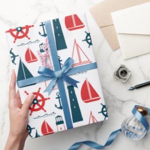 Nautical Beach Patroon wrapting paper Cadeaupapier