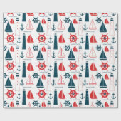 Nautical Beach Patroon wrapting paper Cadeaupapier (Vlak)