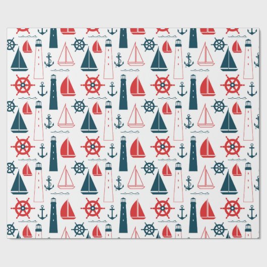 Nautical Beach Patroon wrapting paper Cadeaupapier (Vlak)