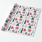 Nautical Beach Patroon wrapting paper Cadeaupapier (Uitgerold)