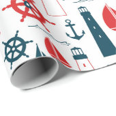 Nautical Beach Patroon wrapting paper Cadeaupapier (Rol Hoek)