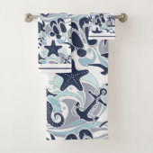 Nautical Beach Pattern Navy ID839 Bad Handdoek (Insitu)