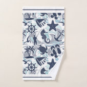 Nautical Beach Pattern Navy ID839 Bad Handdoek (Handdoek)