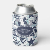 Nautical Beach Pattern Navy ID839 Blikjeskoeler (Blikje Voorkant)