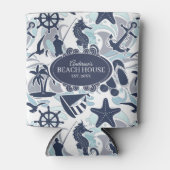 Nautical Beach Pattern Navy ID839 Blikjeskoeler (Voorkant)