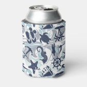 Nautical Beach Pattern Navy ID839 Blikjeskoeler (Blikje Achterkant)