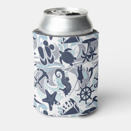 Nautical Beach Pattern Navy ID839 Blikjeskoeler (Blikje Achterkant)