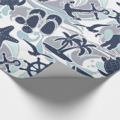 Nautical Beach Pattern Navy ID839 Cadeaupapier (Hoek)