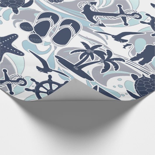 Nautical Beach Pattern Navy ID839 Cadeaupapier (Hoek)