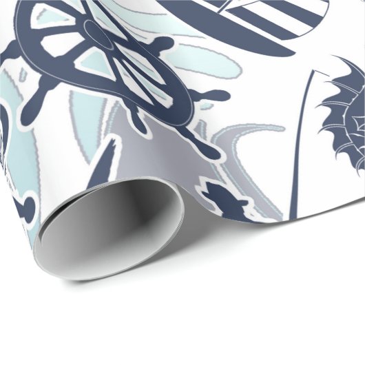 Nautical Beach Pattern Navy ID839 Cadeaupapier (Rol Hoek)