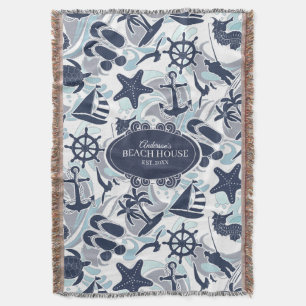 Nautical Beach Pattern Navy ID839 Deken